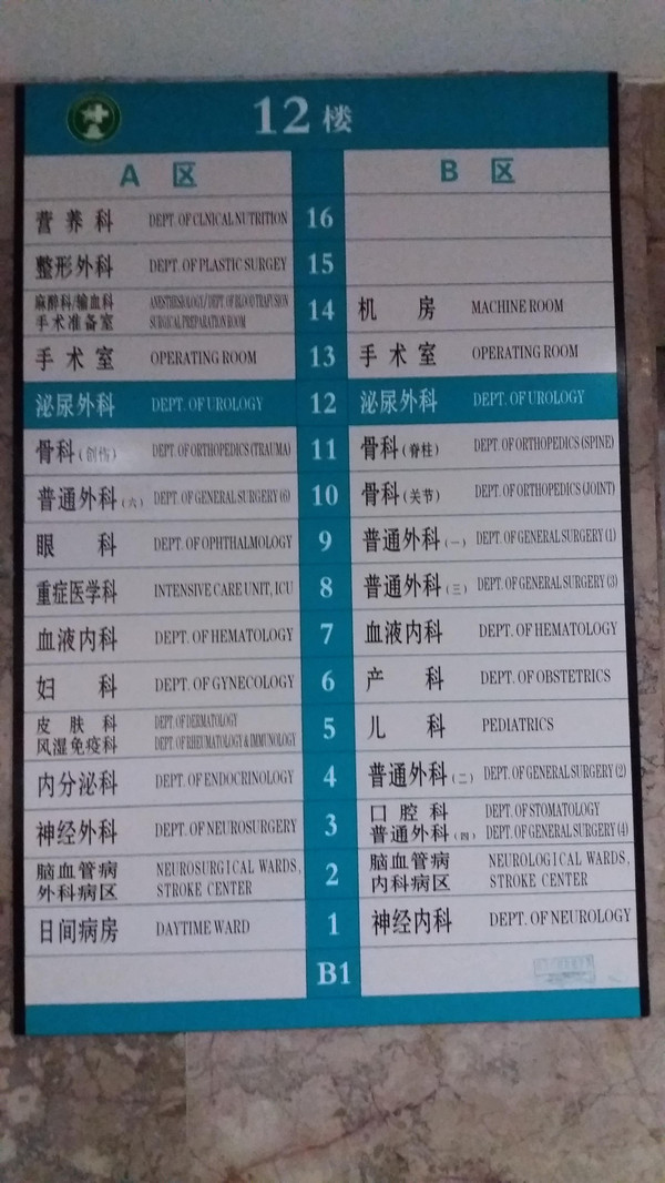 为了看清整个飞机楼的形状,我来到了长海医院住院部十二楼的泌尿外科