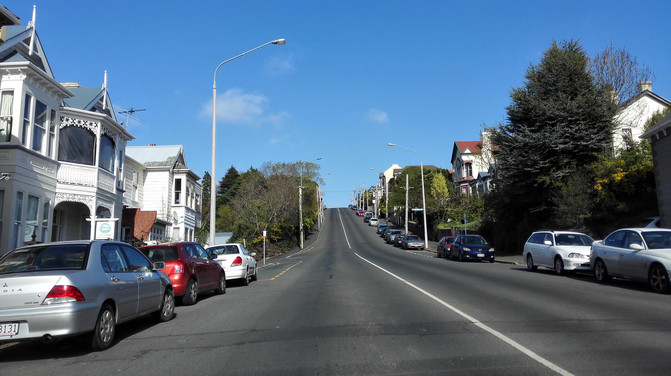 但尼丁是一座起伏不平,地形变化丰富的城市,街道多是斜坡道路.