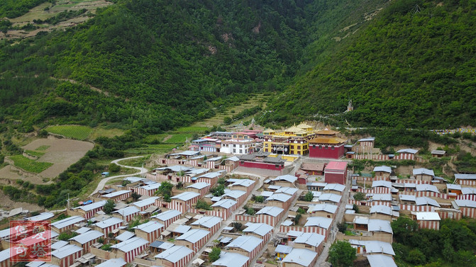 在甘南迭部县多儿乡,有一座白古寺,建在河边的山坡上,从山下路过,并