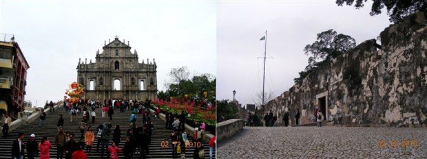西侧是哪吒庙,大炮台 澳门博物馆和旧城墙遗址都在东侧