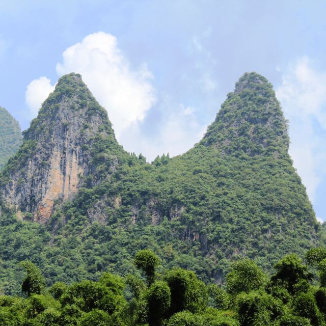 从桂林磨盘山码头或竹江码头——阳朔段航线,是漓江航区的精华部分