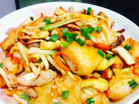 老黄炒麻糍(临海小吃)