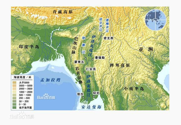 从中国西藏发源的怒江,到缅甸后为萨尔温江,从南到北,把掸邦高原一分